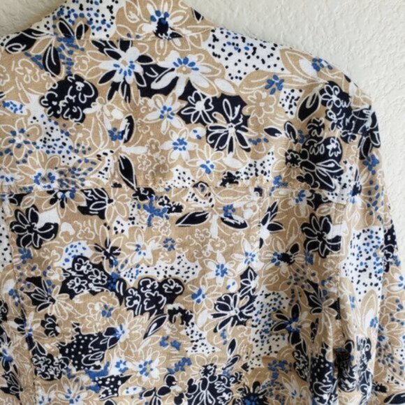 Christopher & Banks Linen/Rayon Blend Jacket Blazer Floral size S Resort Boho - Picture 4 of 12